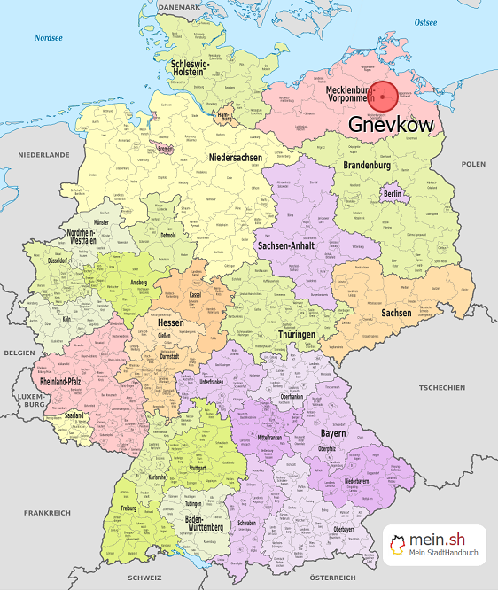 Deutschlandkarte mit Gnevkow