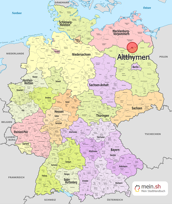 Deutschlandkarte mit Altthymen