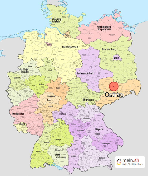 Deutschlandkarte mit Ostrau