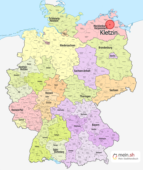 Deutschlandkarte mit Kletzin