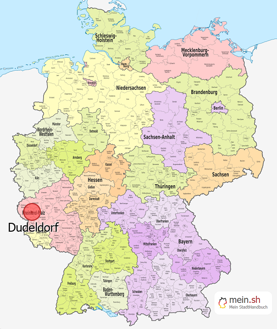 Deutschlandkarte mit Dudeldorf
