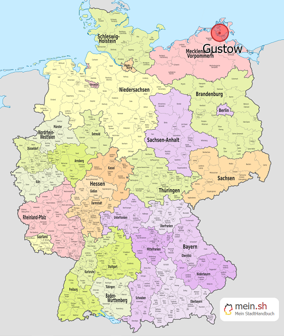 Deutschlandkarte mit Gustow