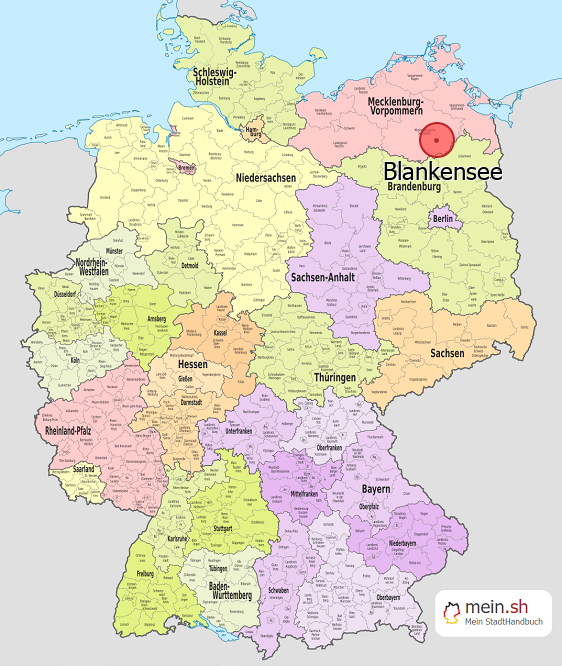 Deutschlandkarte mit Blankensee
