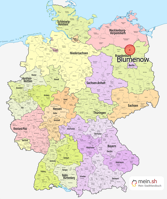 Deutschlandkarte mit Blumenow