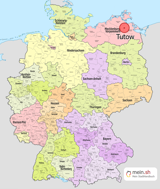 Deutschlandkarte mit Tutow