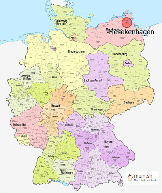 Deutschlandkarte mit Mesekenhagen