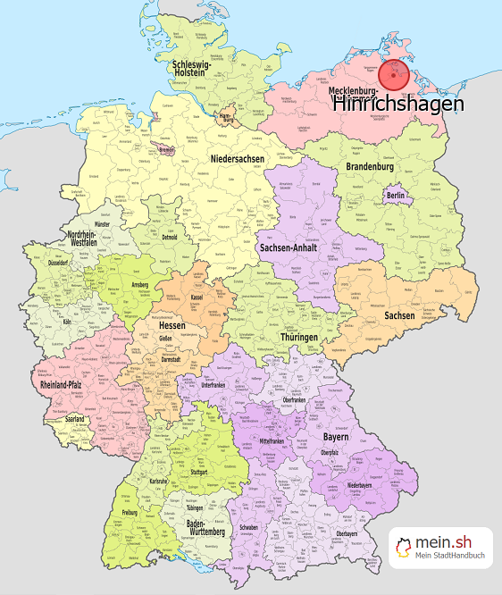Deutschlandkarte mit Hinrichshagen