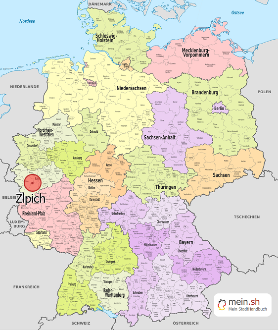 Deutschlandkarte mit Zlpich