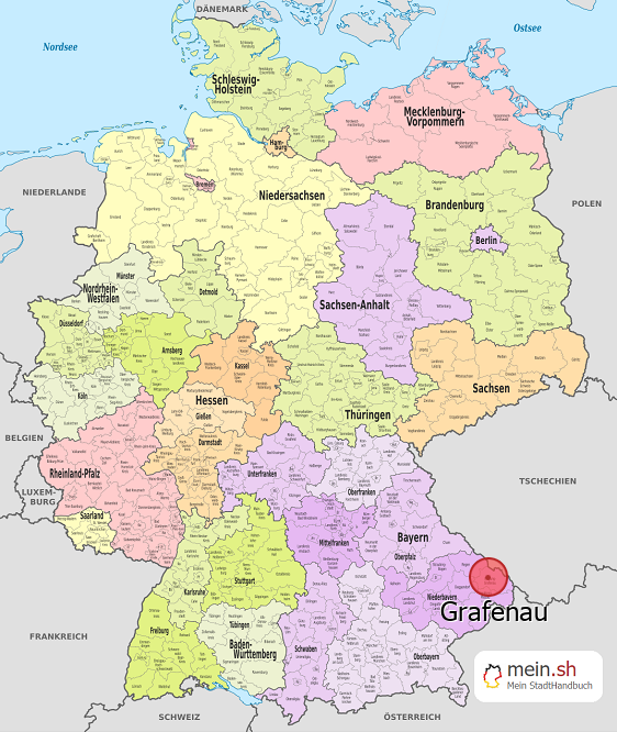 Deutschlandkarte mit Grafenau