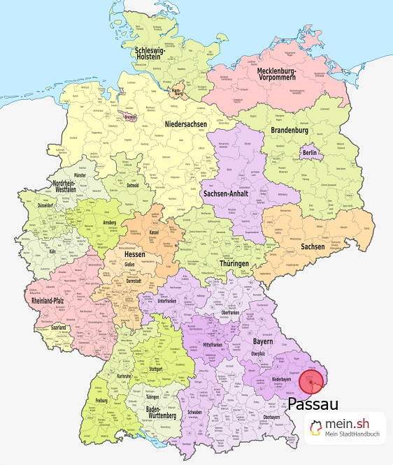 Deutschlandkarte mit Passau
