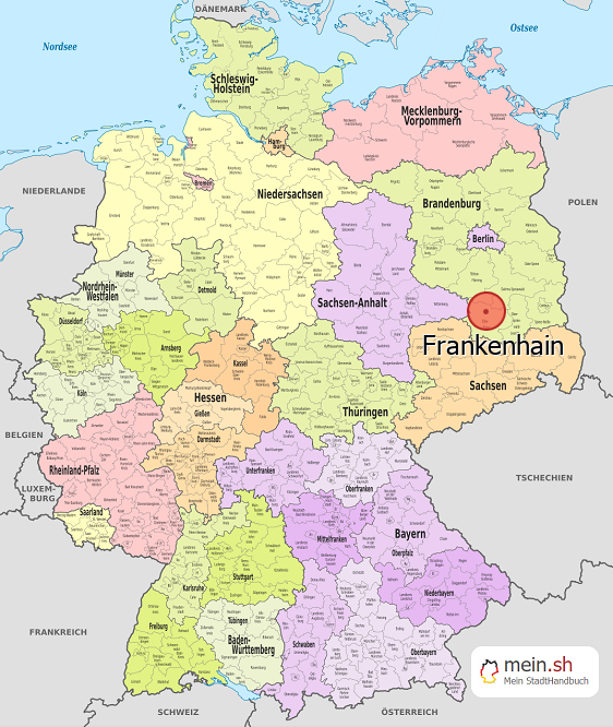 Deutschlandkarte mit Frankenhain