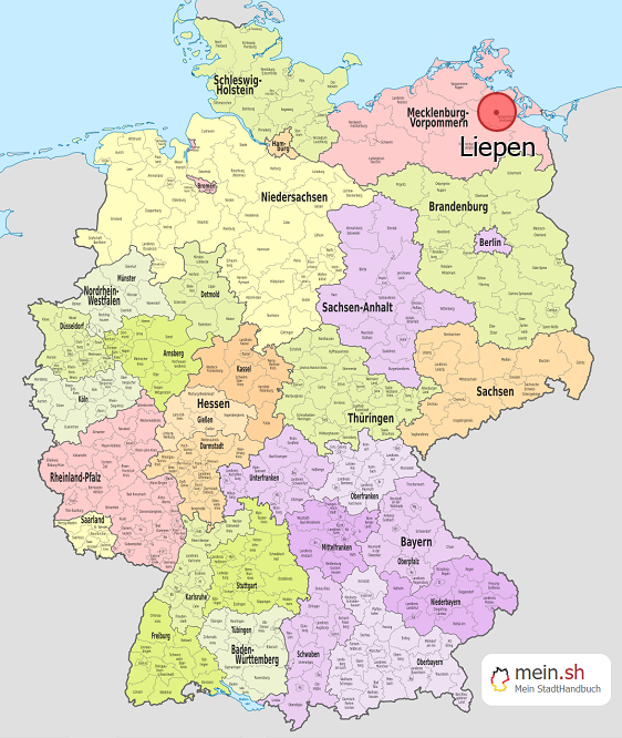 Deutschlandkarte mit Liepen