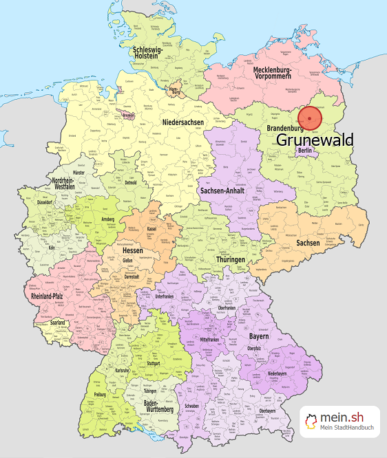 Deutschlandkarte mit Grunewald
