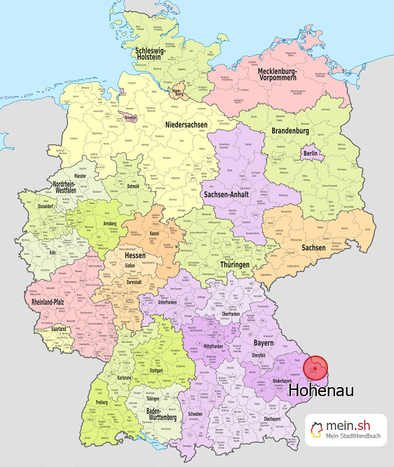 Deutschlandkarte mit Hohenau