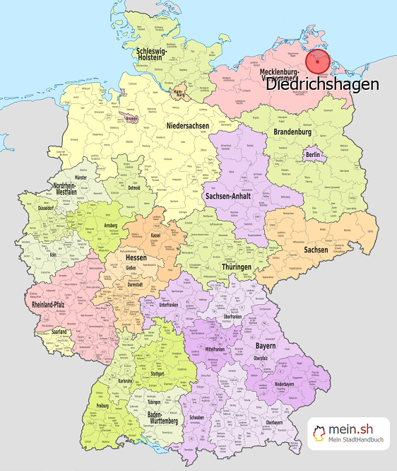 Deutschlandkarte mit Diedrichshagen
