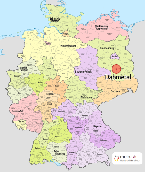 Deutschlandkarte mit Dahmetal