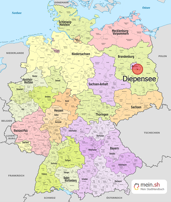 Deutschlandkarte mit Diepensee