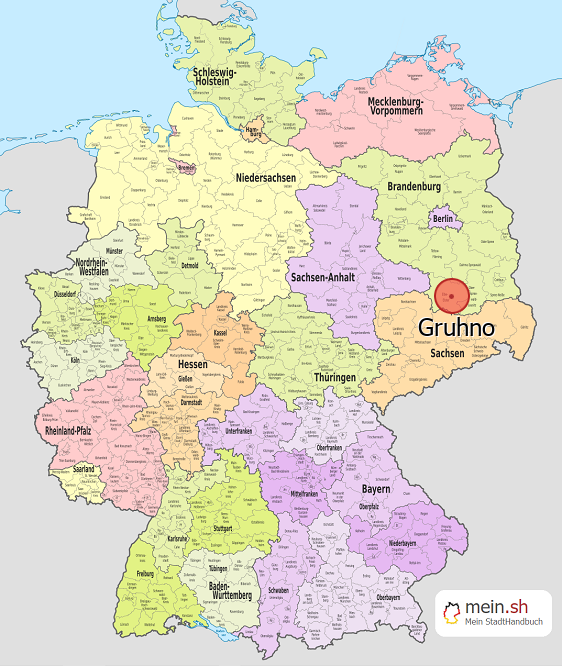 Deutschlandkarte mit Gruhno