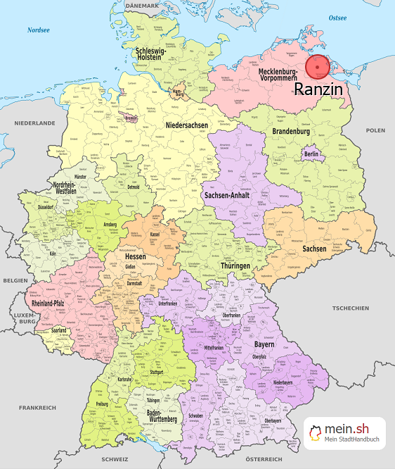 Deutschlandkarte mit Ranzin
