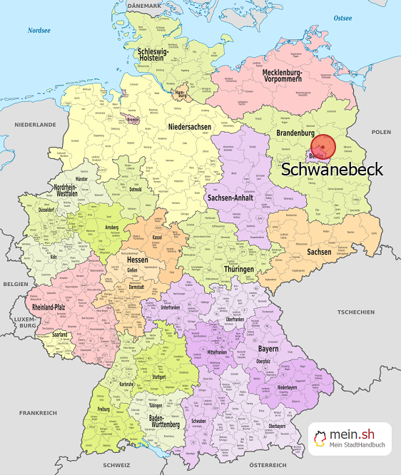 Deutschlandkarte mit Schwanebeck