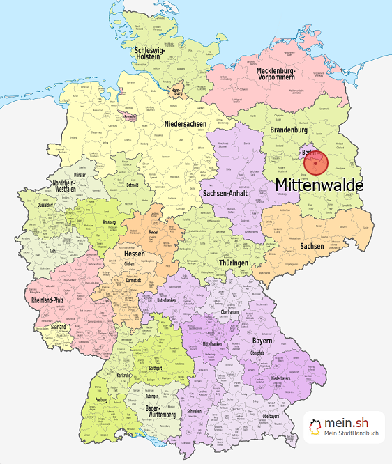 Deutschlandkarte mit Mittenwalde