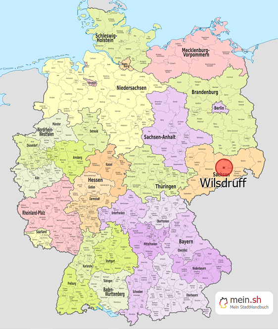 Deutschlandkarte mit Wilsdruff