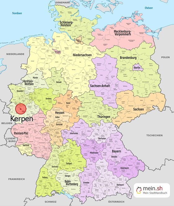 Deutschlandkarte mit Kerpen
