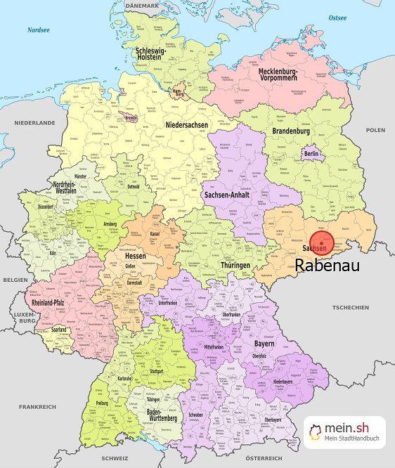 Deutschlandkarte mit Rabenau