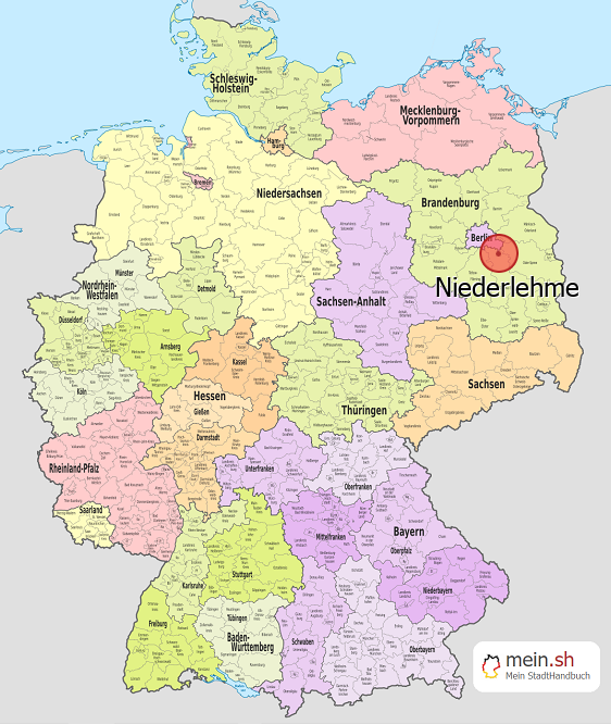 Deutschlandkarte mit Niederlehme