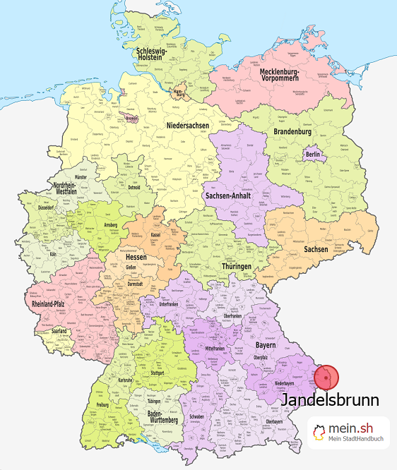 Deutschlandkarte mit Jandelsbrunn