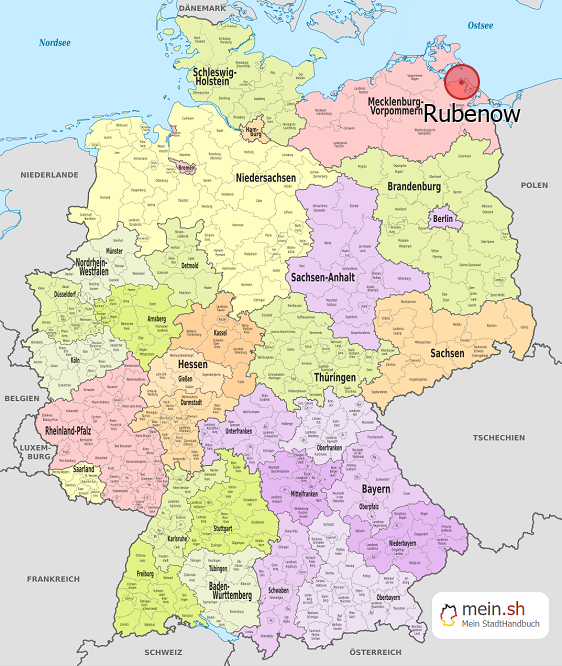 Deutschlandkarte mit Rubenow