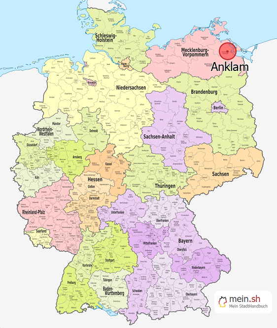 Deutschlandkarte mit Anklam