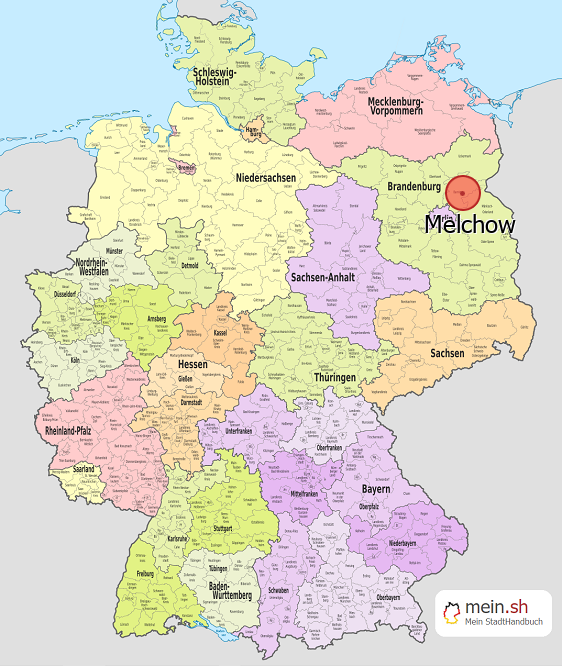 Deutschlandkarte mit Melchow