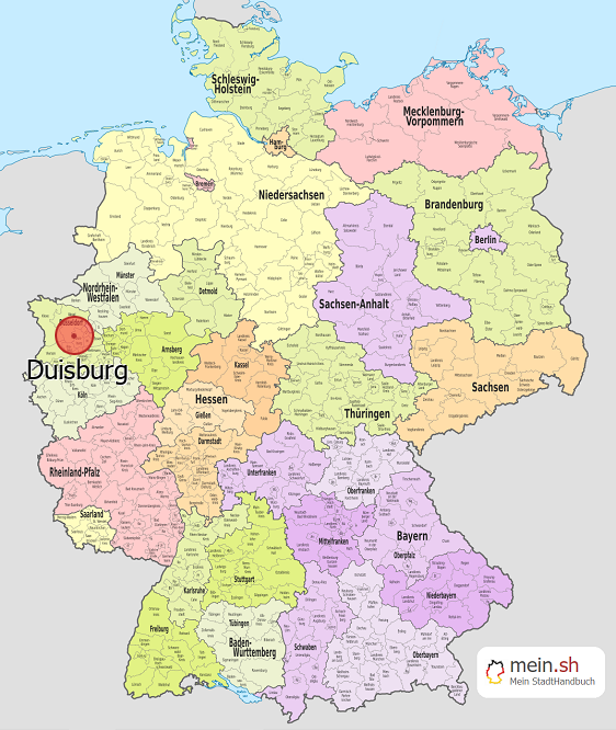 Deutschlandkarte mit Duisburg