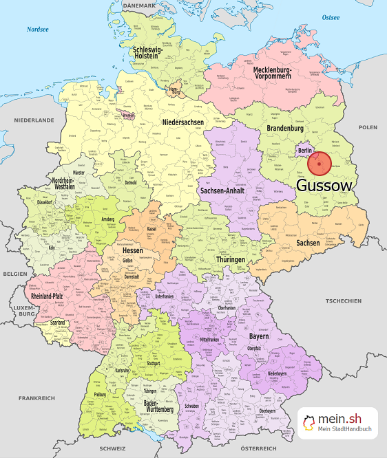 Deutschlandkarte mit Gussow