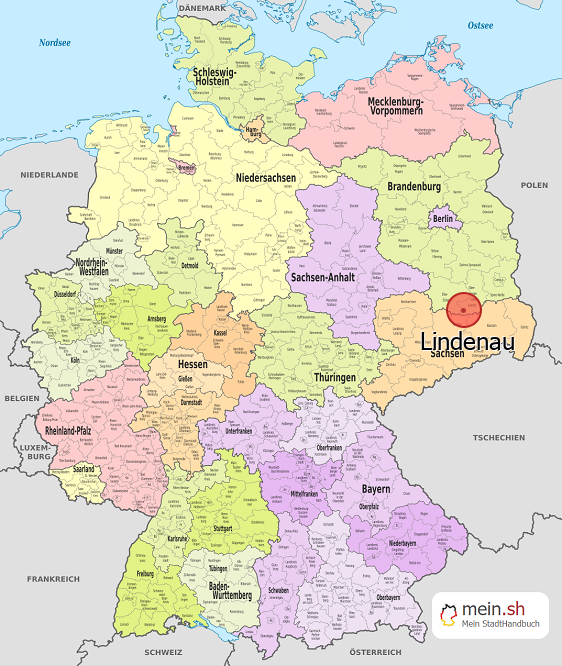 Deutschlandkarte mit Lindenau
