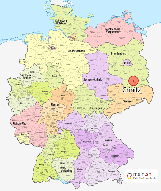Deutschlandkarte mit Crinitz