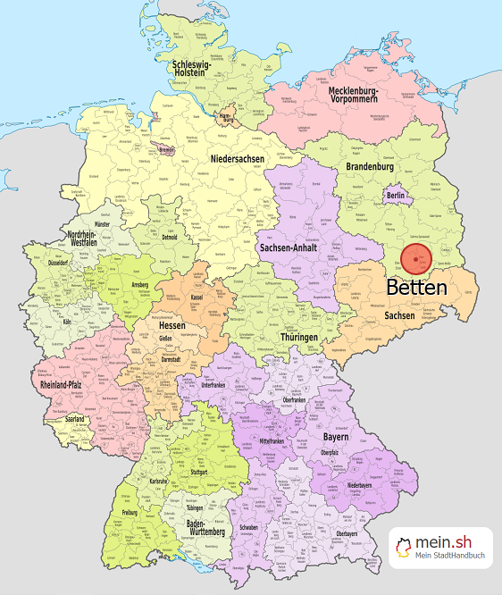 Deutschlandkarte mit Betten