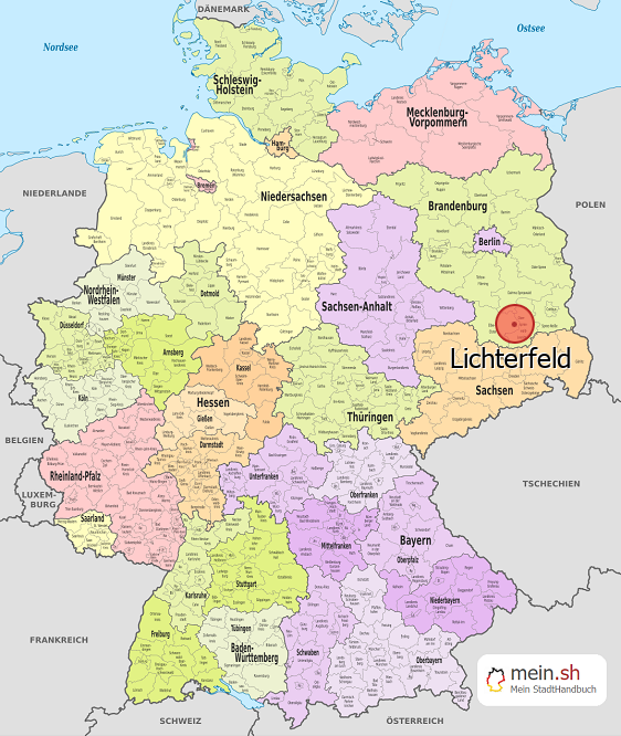 Deutschlandkarte mit Lichterfeld