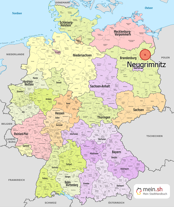 Deutschlandkarte mit Neugrimnitz