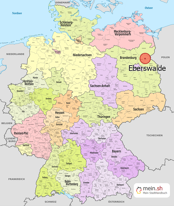 Deutschlandkarte mit Eberswalde