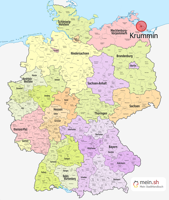 Deutschlandkarte mit Krummin