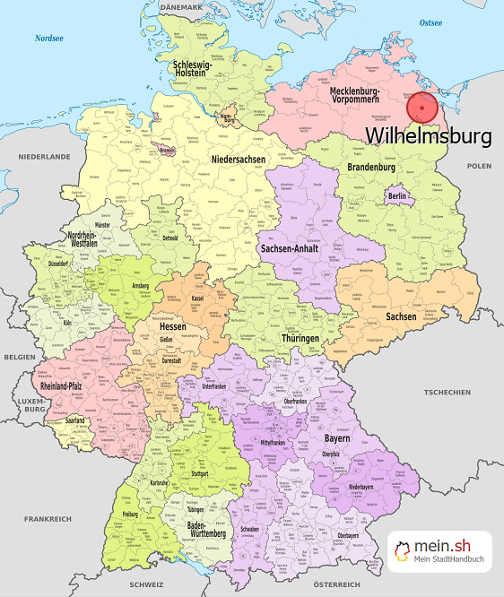 Deutschlandkarte mit Wilhelmsburg