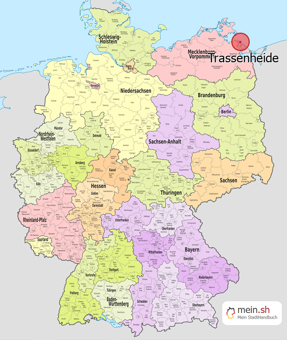 Deutschlandkarte mit Trassenheide