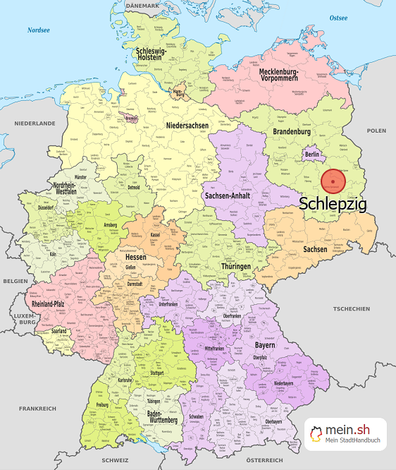 Deutschlandkarte mit Schlepzig