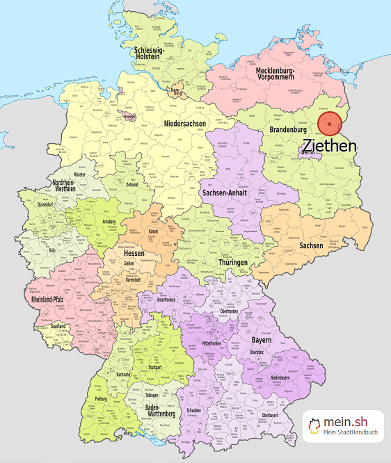 Deutschlandkarte mit Ziethen