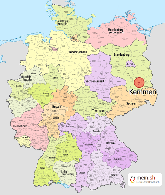Deutschlandkarte mit Kemmen