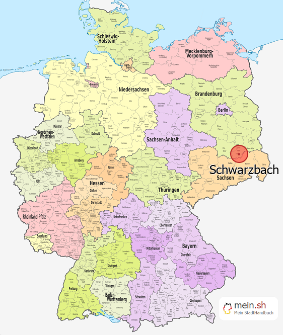 Deutschlandkarte mit Schwarzbach