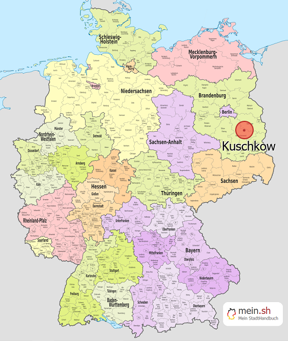 Deutschlandkarte mit Kuschkow