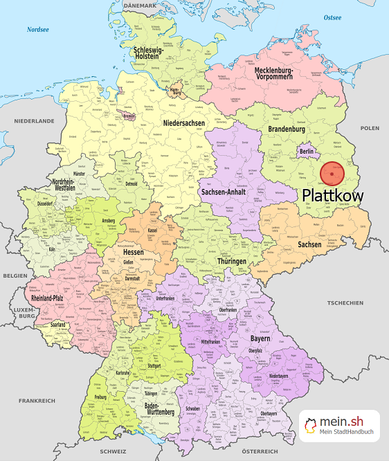 Deutschlandkarte mit Plattkow